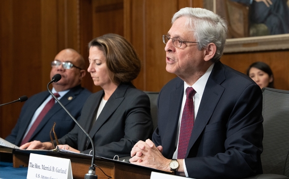 Attorney General Garland and Deputy Attorney General Monaco meet with law enforcement components to address violent crime.